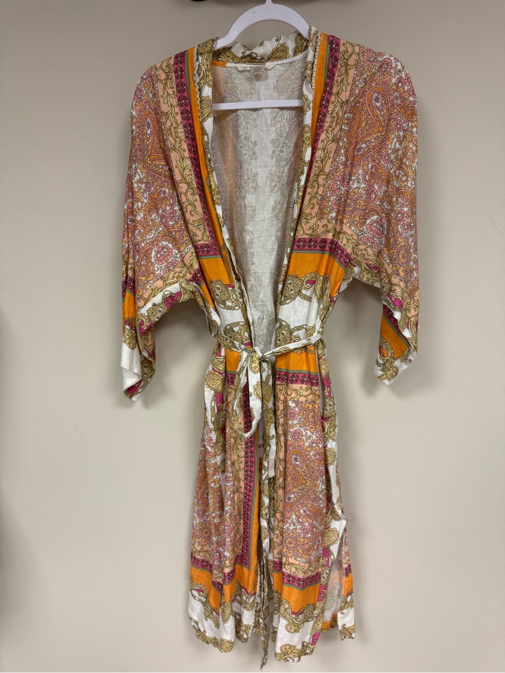 Magaschoni kimono Paisley Print Robe in Orange, Pink beach cover up small new